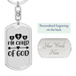 Child Of God Cross Keychain Stainless Steel or 18k Gold Dog Tag Keyring-Express Your Love Gifts