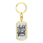 Child Of God Keychain Stainless Steel or 18k Gold Dog Tag Keyring-Express Your Love Gifts