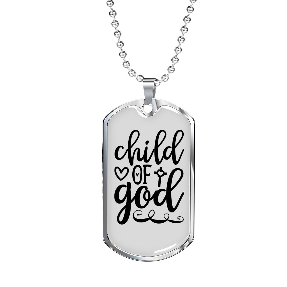 Child Of God Necklace Stainless Steel or 18k Gold Dog Tag 24" Chain-Express Your Love Gifts