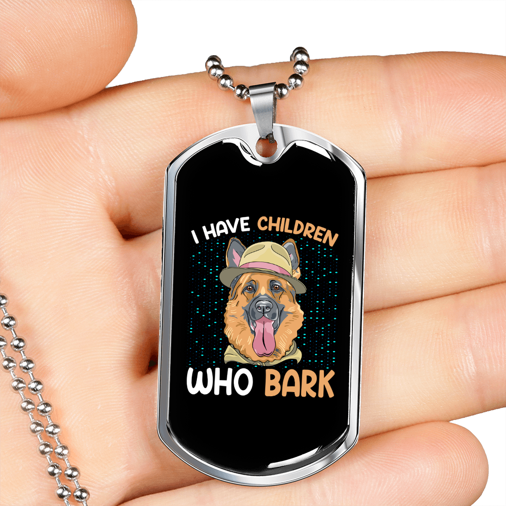 Children Who Bark Necklace Stainless Steel or 18k Gold Dog Tag 24" Chain-Express Your Love Gifts