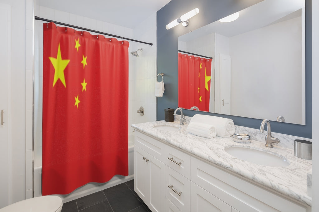 China Flag Stylish Design 71" x 74" Elegant Waterproof Shower Curtain for a Spa-like Bathroom Paradise Exceptional Craftsmanship-Express Your Love Gifts
