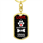 Chinese Crested Keychain Stainless Steel or 18k Gold Dog Tag Keyring-Express Your Love Gifts