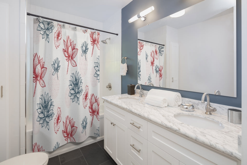 Chinese Floral Pattern Stylish Design 71" x 74" Elegant Waterproof Shower Curtain for a Spa-like Bathroom Paradise Exceptional Craftsmanship-Express Your Love Gifts