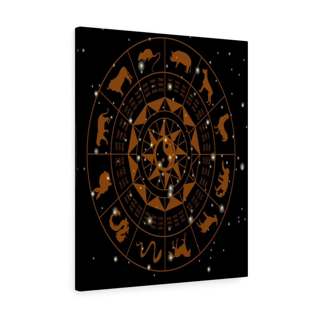 Chinese Horoscope Wheel Ready To Hang Stretched Canvas Wall Art Unframed-Express Your Love Gifts