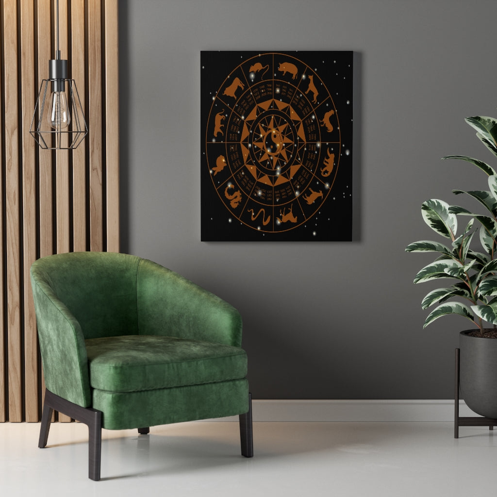 Chinese Horoscope Wheel Ready To Hang Stretched Canvas Wall Art Unframed-Express Your Love Gifts