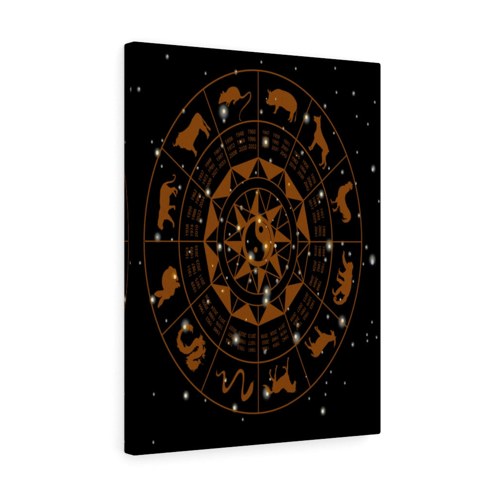 Chinese Horoscope Wheel Ready To Hang Stretched Canvas Wall Art Unframed-Express Your Love Gifts