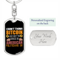 Chinese or American Bitcoin Crypto Keychain Stainless Steel or 18k Gold Dog Tag Keyring-Express Your Love Gifts
