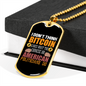 Chinese or American Bitcoin Crypto Necklace Stainless Steel or 18k Gold Dog Tag 24" Chain-Express Your Love Gifts