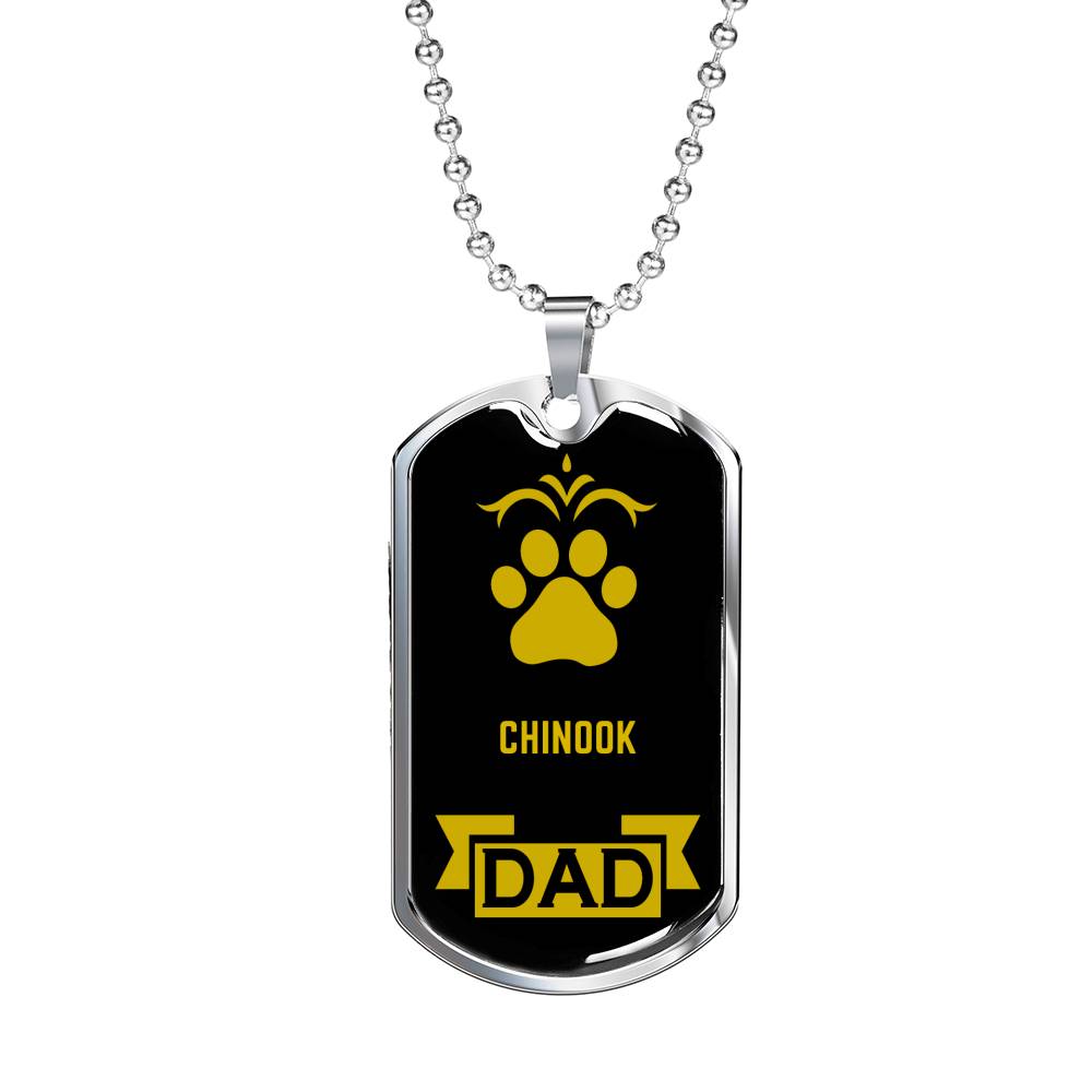 Chinook Dad Dog Necklace Stainless Steel or 18k Gold Dog Tag W 24" Dog Owner Lover-Express Your Love Gifts