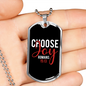 Choose Joy Romans 15:13 Necklace Stainless Steel or 18k Gold Dog Tag 24" Chain-Express Your Love Gifts