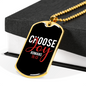 Choose Joy Romans 15:13 Necklace Stainless Steel or 18k Gold Dog Tag 24" Chain-Express Your Love Gifts