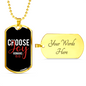 Choose Joy Romans 15:13 Necklace Stainless Steel or 18k Gold Dog Tag 24" Chain-Express Your Love Gifts