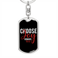 Choose Joy Romans Christian Keychain Stainless Steel or 18k Gold Dog Tag Keyring-Express Your Love Gifts