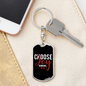 Choose Joy Romans Christian Keychain Stainless Steel or 18k Gold Dog Tag Keyring-Express Your Love Gifts