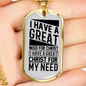 Christ For My Need Necklace Stainless Steel or 18k Gold Dog Tag 24" Chain-Express Your Love Gifts