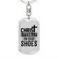 Christ In Our Shoes Keychain Stainless Steel or 18k Gold Dog Tag Keyring-Express Your Love Gifts