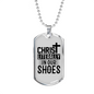 Christ In Our Shoes Necklace Stainless Steel or 18k Gold Dog Tag 24" Chain-Express Your Love Gifts