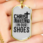 Christ In Our Shoes Necklace Stainless Steel or 18k Gold Dog Tag 24" Chain-Express Your Love Gifts