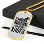 Christ In Our Shoes Necklace Stainless Steel or 18k Gold Dog Tag 24" Chain-Express Your Love Gifts
