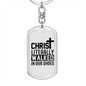 Christ Literally Walked Keychain Stainless Steel or 18k Gold Dog Tag Keyring-Express Your Love Gifts