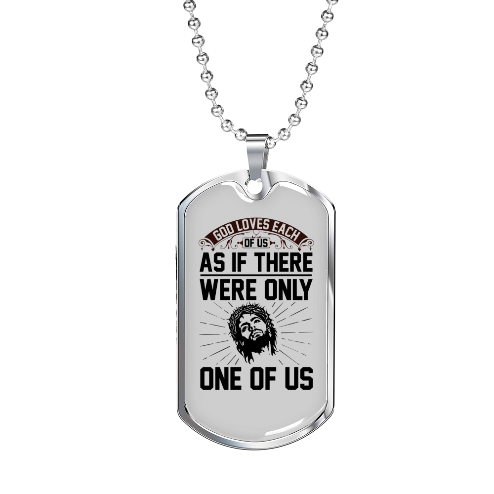 Christ Loves Us Necklace Stainless Steel or 18k Gold Dog Tag 24" Chain-Express Your Love Gifts