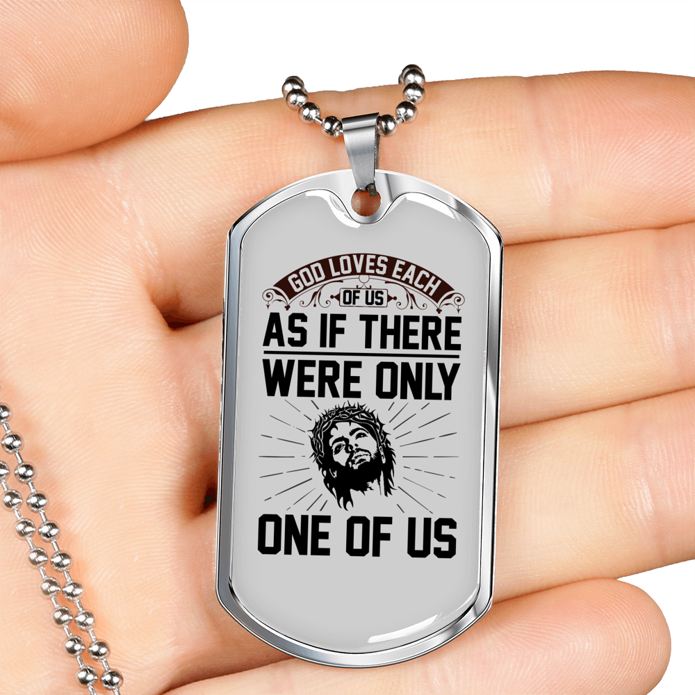 Christ Loves Us Necklace Stainless Steel or 18k Gold Dog Tag 24" Chain-Express Your Love Gifts