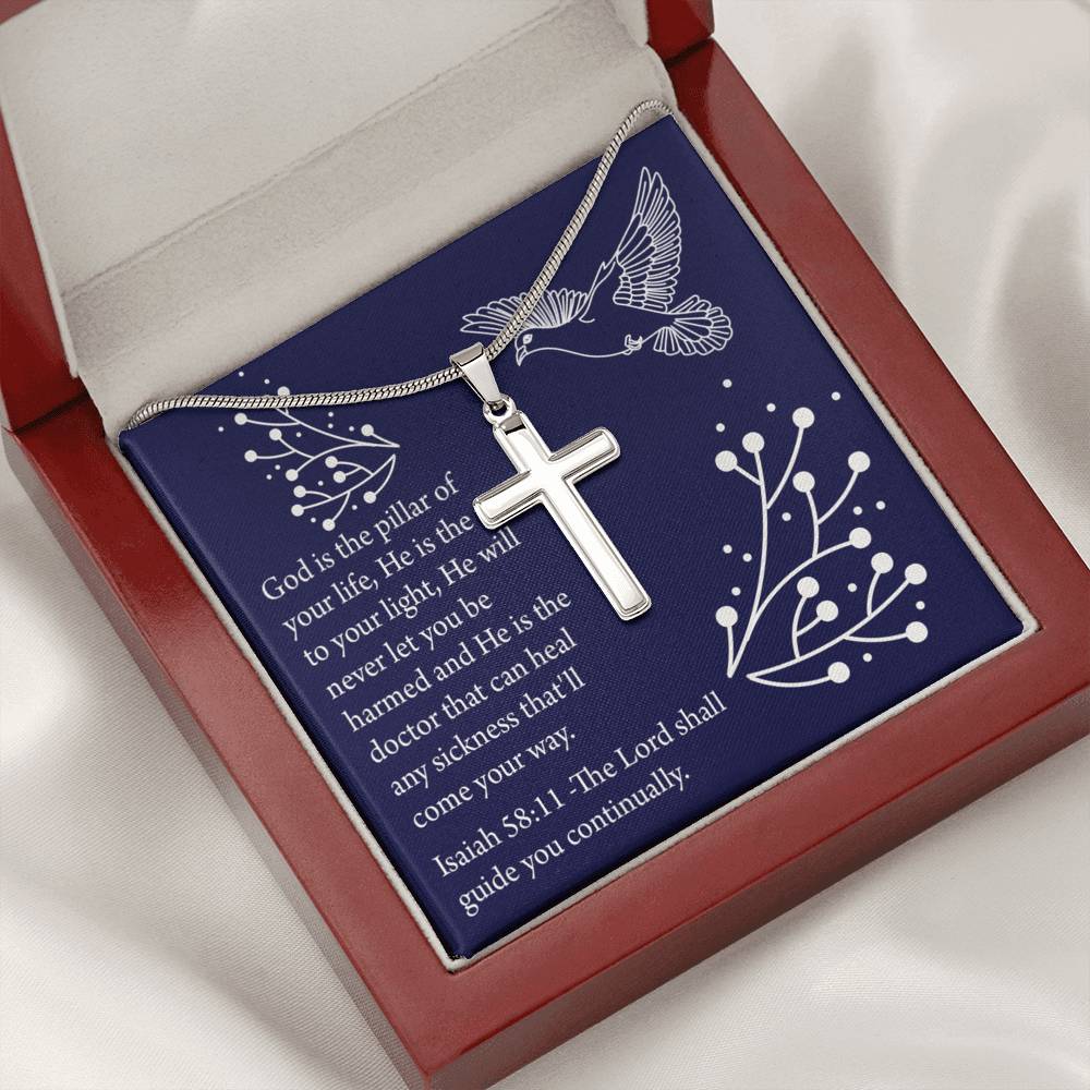 Christian Encouragement Get Well Isaiah 58:11 Cross Card Necklace w Stainless Steel Pendant-Express Your Love Gifts