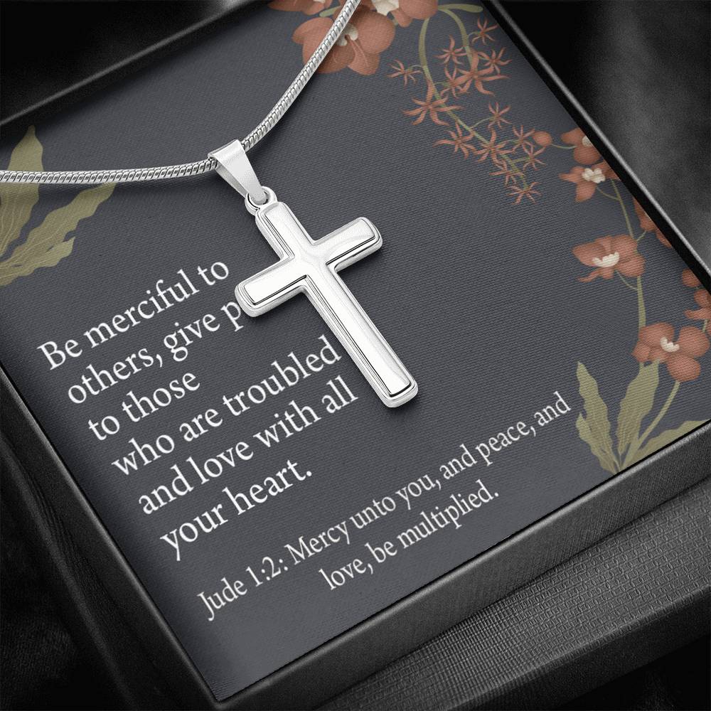 Christian Encouragement Jude 1:2 CAre And Concern Cross Card Necklace w Stainless Steel Pendant-Express Your Love Gifts