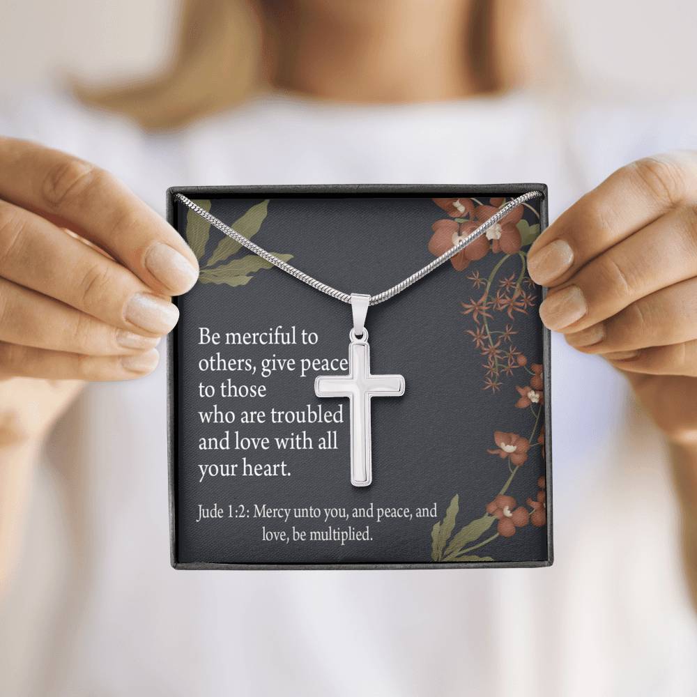 Christian Encouragement Jude 1:2 CAre And Concern Cross Card Necklace w Stainless Steel Pendant-Express Your Love Gifts
