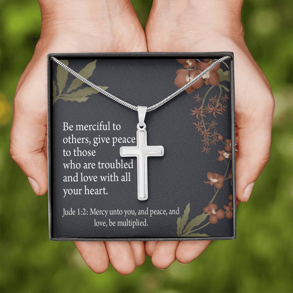 Christian Encouragement Jude 1:2 CAre And Concern Cross Card Necklace w Stainless Steel Pendant-Express Your Love Gifts