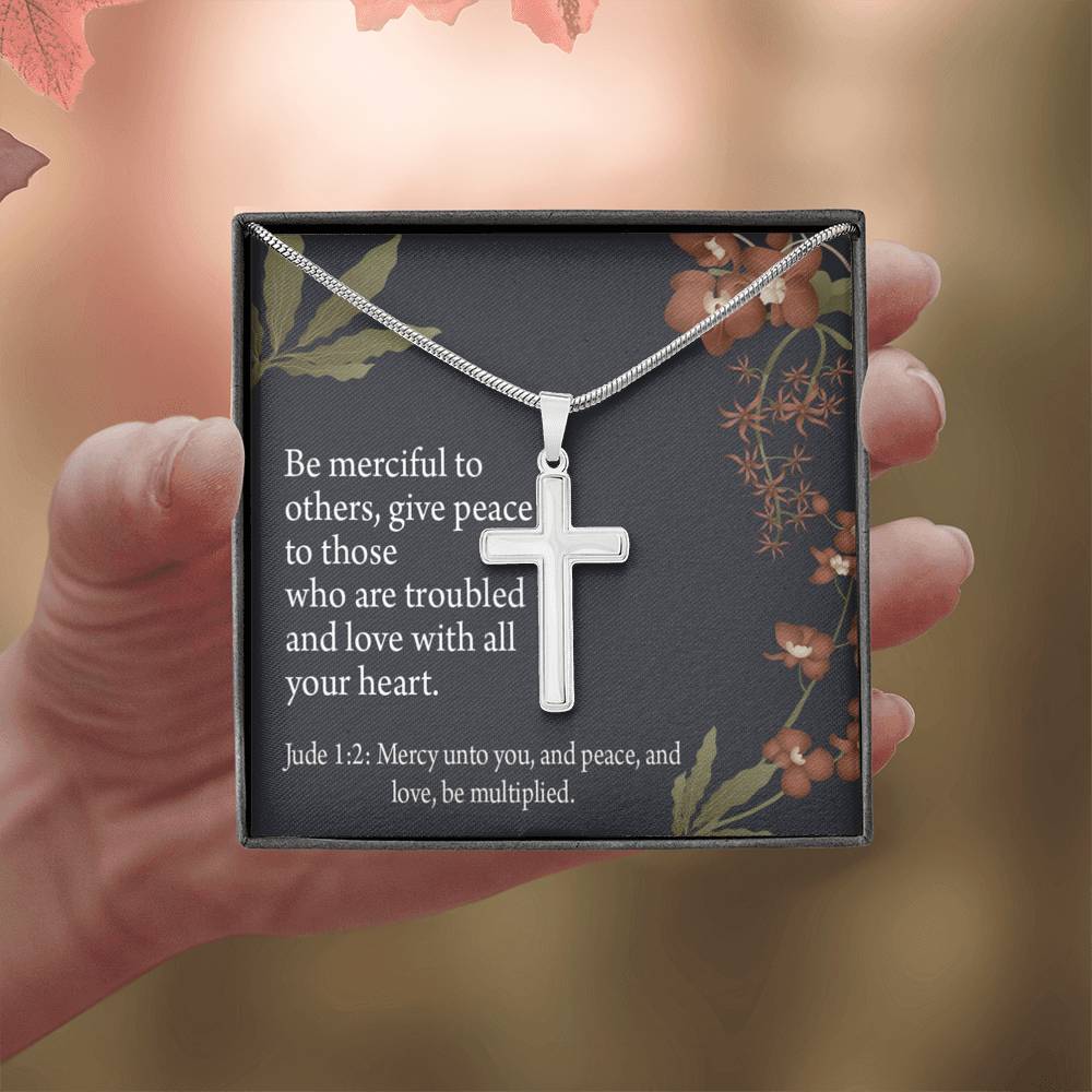Christian Encouragement Jude 1:2 CAre And Concern Cross Card Necklace w Stainless Steel Pendant-Express Your Love Gifts