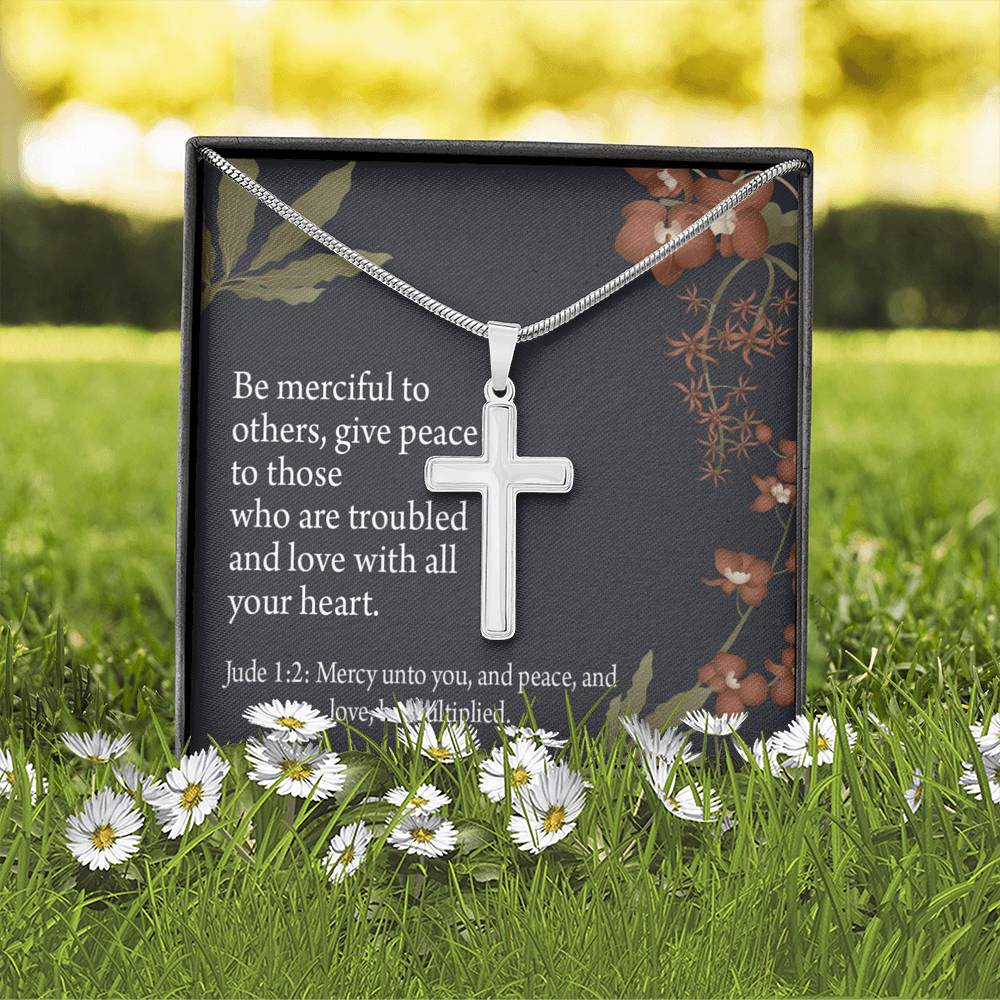 Christian Encouragement Jude 1:2 CAre And Concern Cross Card Necklace w Stainless Steel Pendant-Express Your Love Gifts