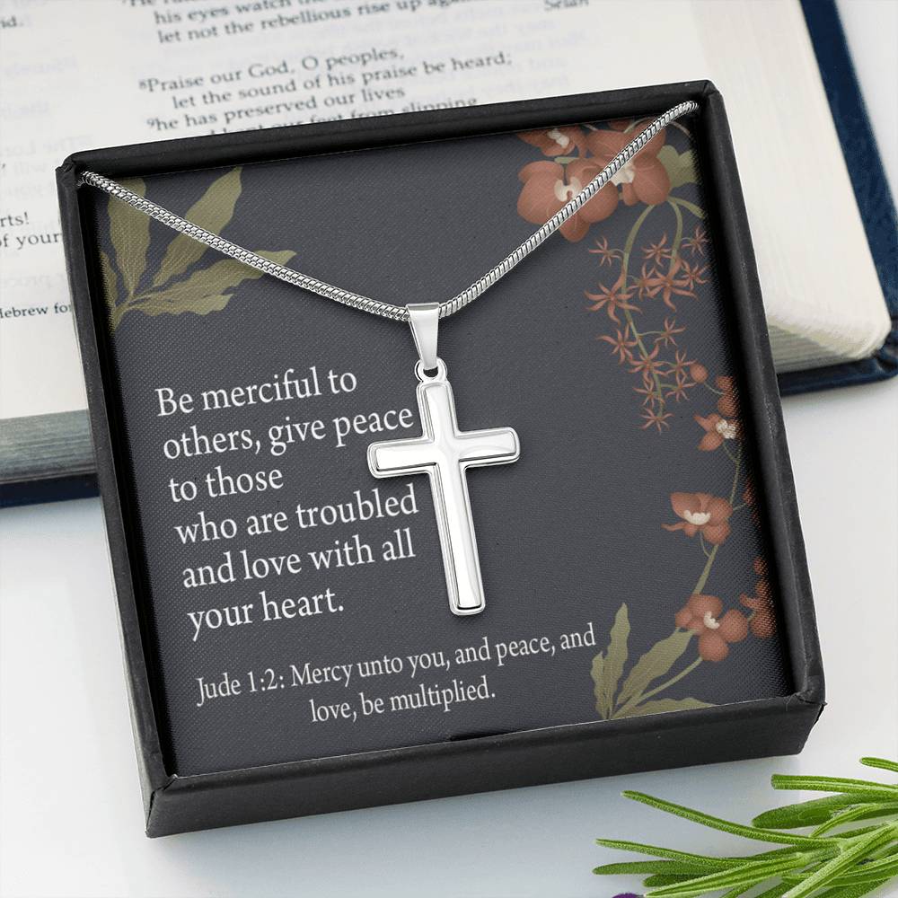 Christian Encouragement Jude 1:2 CAre And Concern Cross Card Necklace w Stainless Steel Pendant-Express Your Love Gifts