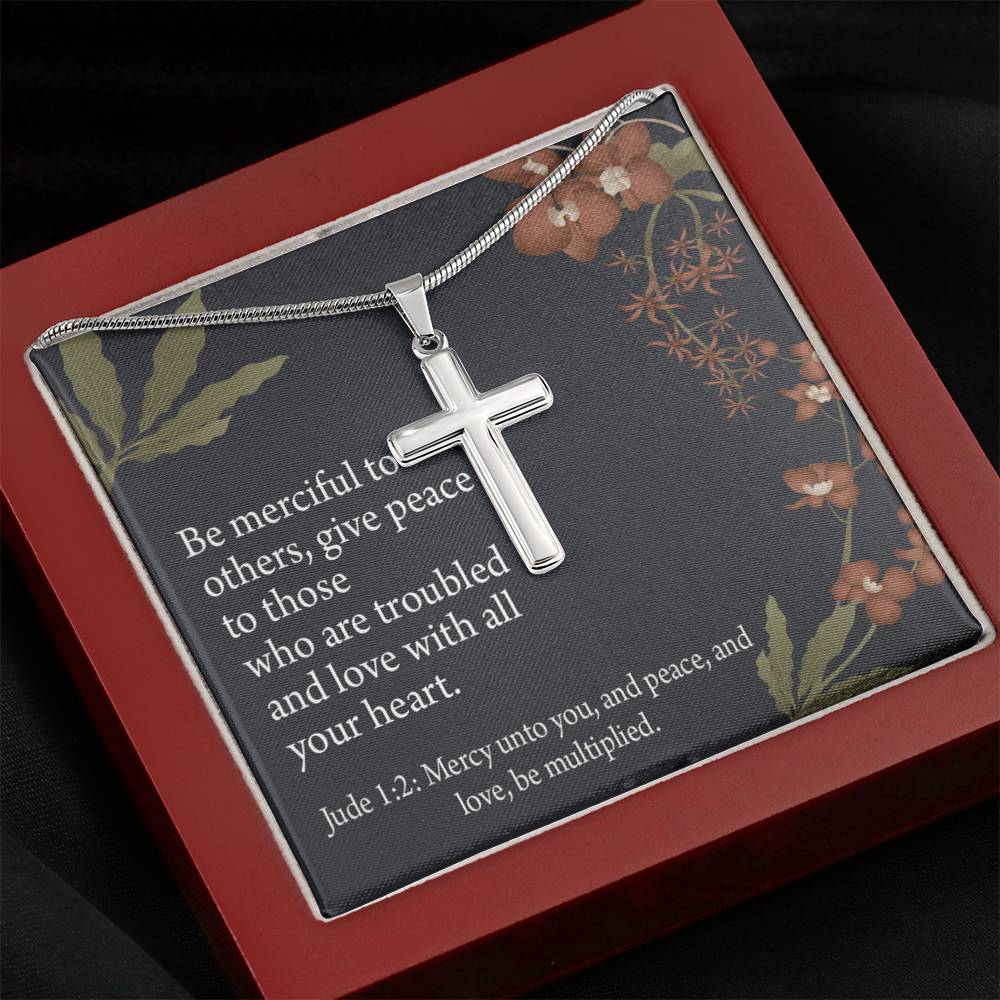 Christian Encouragement Jude 1:2 CAre And Concern Cross Card Necklace w Stainless Steel Pendant-Express Your Love Gifts