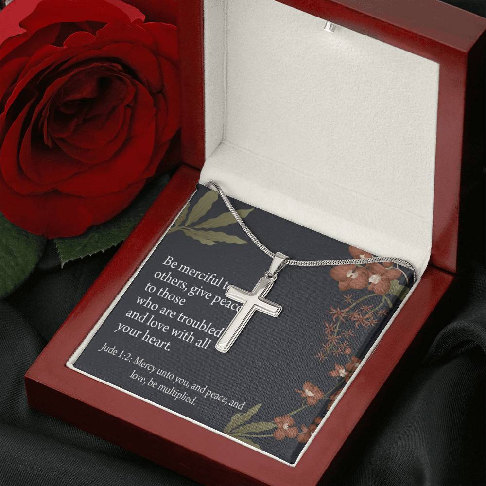 Christian Encouragement Jude 1:2 CAre And Concern Cross Card Necklace w Stainless Steel Pendant-Express Your Love Gifts