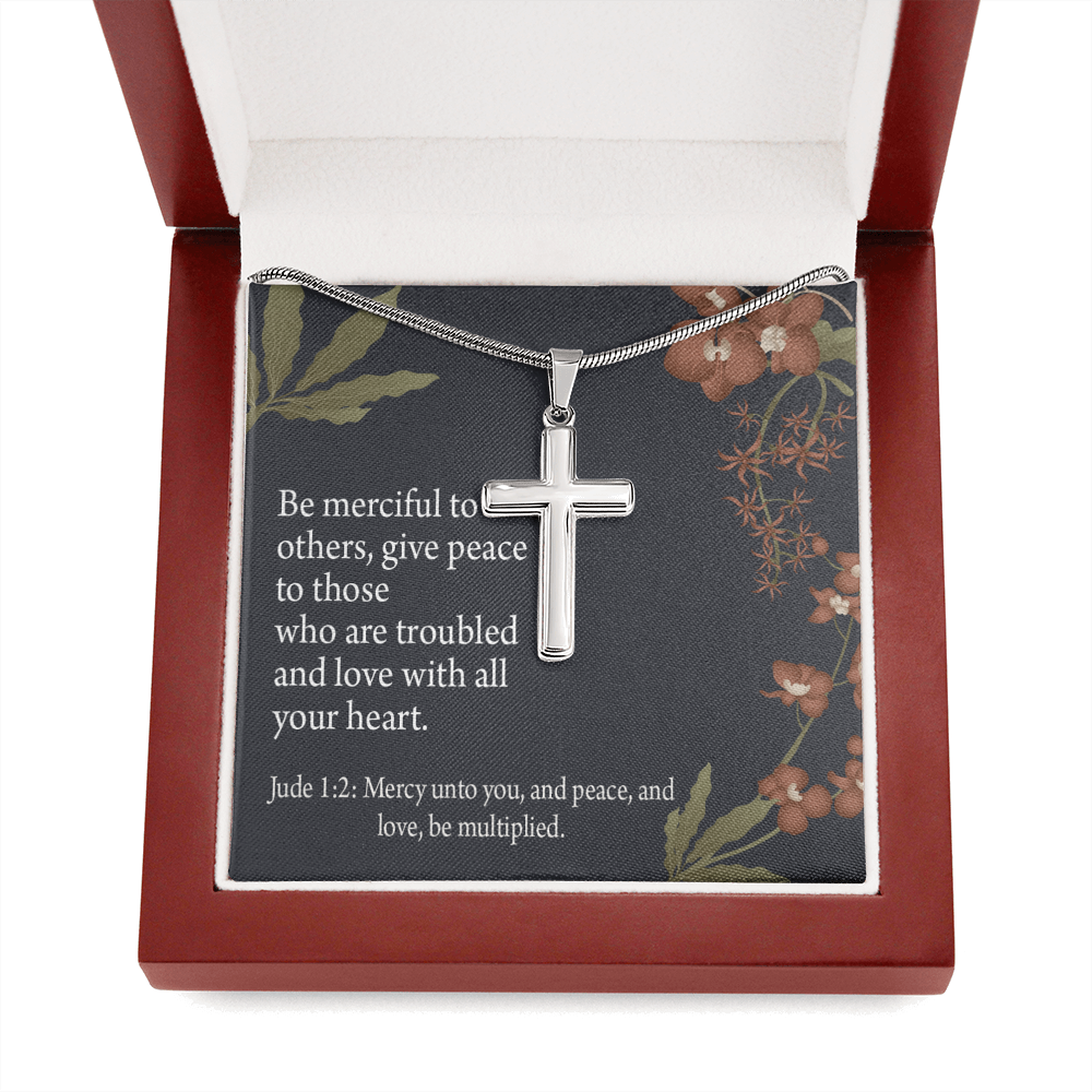 Christian Encouragement Jude 1:2 CAre And Concern Cross Card Necklace w Stainless Steel Pendant-Express Your Love Gifts