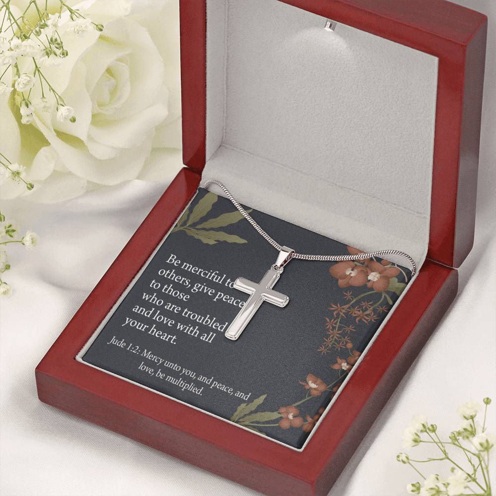 Christian Encouragement Jude 1:2 CAre And Concern Cross Card Necklace w Stainless Steel Pendant-Express Your Love Gifts