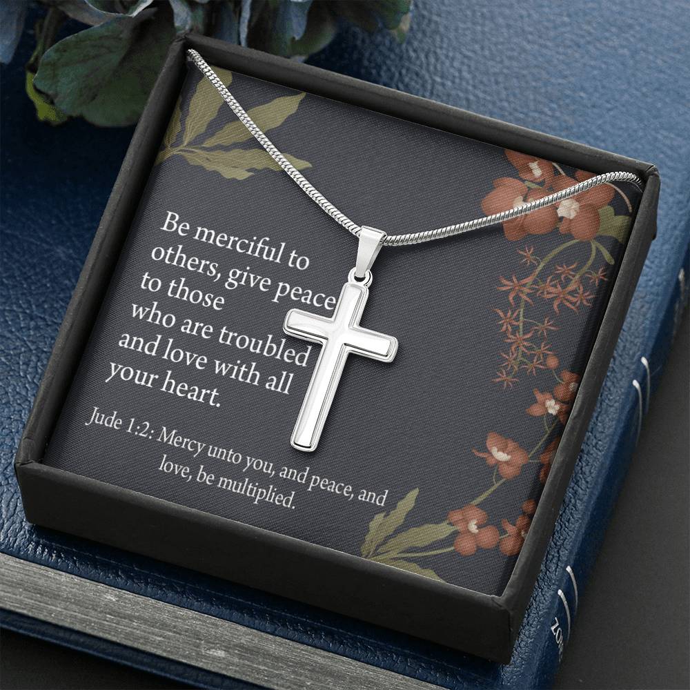 Christian Encouragement Jude 1:2 CAre And Concern Cross Card Necklace w Stainless Steel Pendant-Express Your Love Gifts