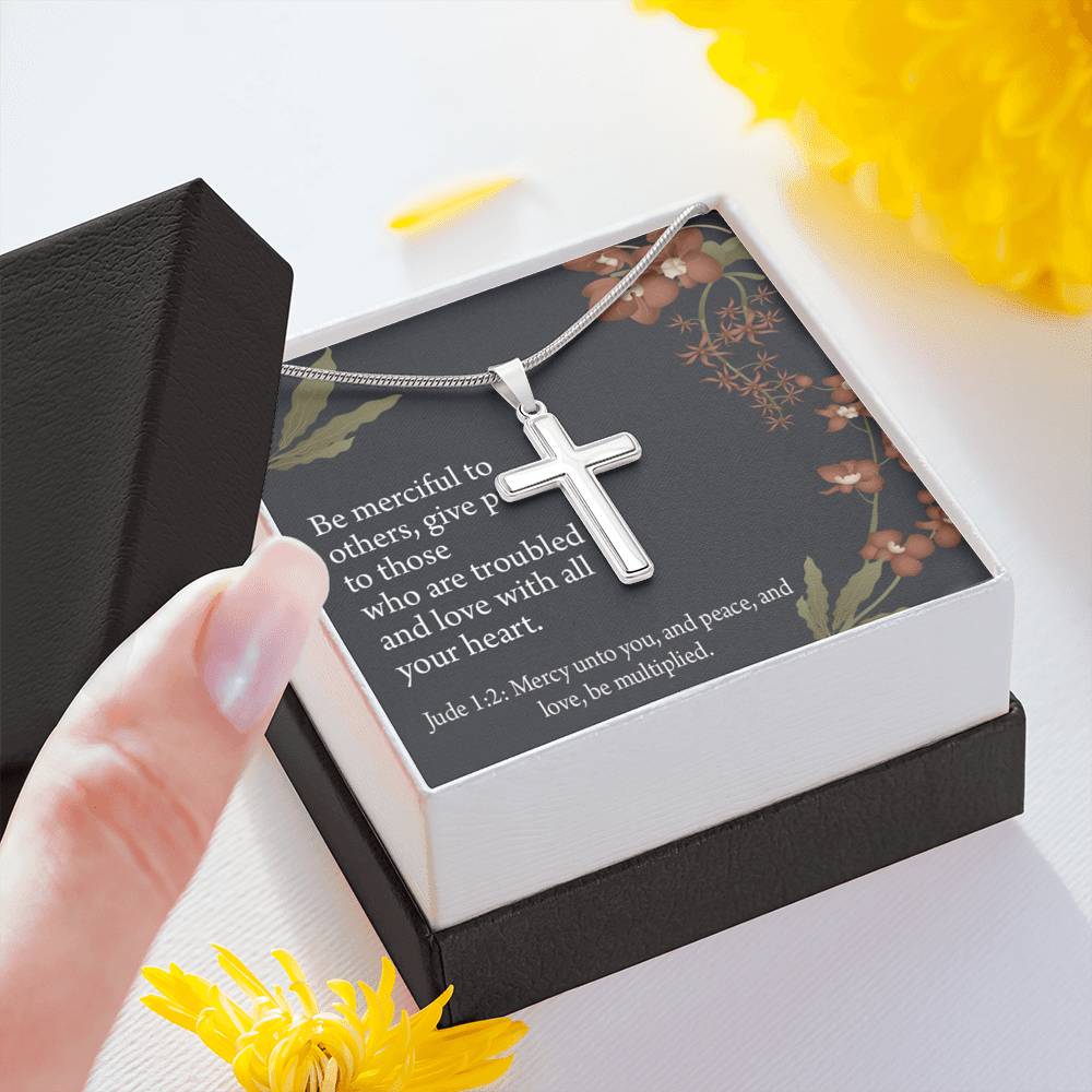 Christian Encouragement Jude 1:2 CAre And Concern Cross Card Necklace w Stainless Steel Pendant-Express Your Love Gifts