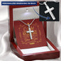Christian Encouragement Strong Child Luke 2:40 Message Cross Card Necklace w Stainless Steel Pendant-Express Your Love Gifts
