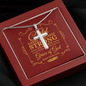 Christian Encouragement Strong Child Luke 2:40 Message Cross Card Necklace w Stainless Steel Pendant-Express Your Love Gifts