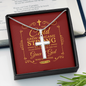Christian Encouragement Strong Child Luke 2:40 Message Cross Card Necklace w Stainless Steel Pendant-Express Your Love Gifts