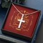 Christian Encouragement Strong Child Luke 2:40 Message Cross Card Necklace w Stainless Steel Pendant-Express Your Love Gifts