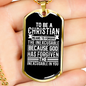 Christian Means To Forgive Necklace Stainless Steel or 18k Gold Dog Tag 24" Chain-Express Your Love Gifts