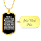 Christian Means To Forgive Necklace Stainless Steel or 18k Gold Dog Tag 24" Chain-Express Your Love Gifts