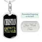 Christian Soldier Keychain Stainless Steel or 18k Gold Dog Tag Keyring-Express Your Love Gifts