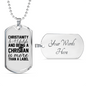 Christianity A Lifestyle Necklace Stainless Steel or 18k Gold Dog Tag 24" Chain-Express Your Love Gifts