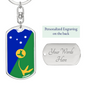 Christmas Flag Island Swivel Keychain Dog Tag Stainless Steel or 18k Gold-Express Your Love Gifts