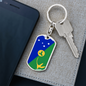 Christmas Flag Island Swivel Keychain Dog Tag Stainless Steel or 18k Gold-Express Your Love Gifts