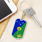 Christmas Flag Island Swivel Keychain Dog Tag Stainless Steel or 18k Gold-Express Your Love Gifts